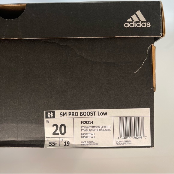 Size 20 NWT Adidas SM Pro Boost Low Basketball Sneaker - Picture 12 of 13
